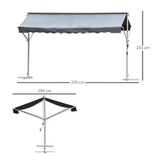 Outsunny Tenda da Sole a Caduta Autoportante, Apertura con Manovella e Inclinazione Regolabile, 295x294cm, Grigio