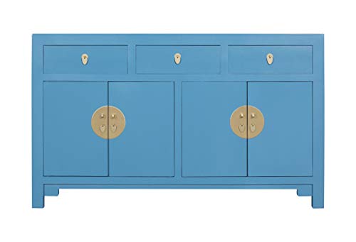 Fine Asianliving Credenza Cinese Blu Cielo - Orientique Collezione L140xP35xA85cm Cassettiera cinese Credenza cinese Armadi cinesi Armadi cinesi Mobili Asia orientale140 x 85 x 35