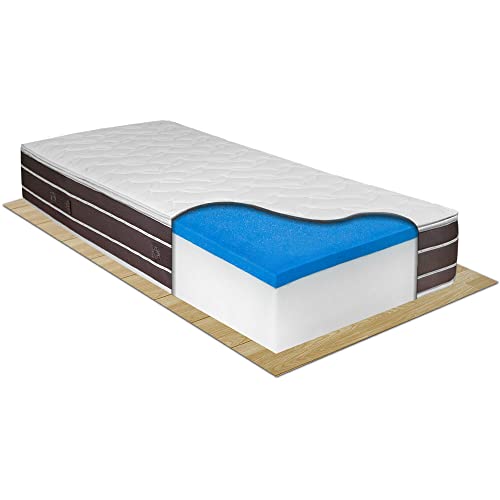 Comprarredo Materasso singolo memory e molle biconiche rinforzate STRONG 80x190 altezza 25 cm, ortopedico fino a 130 kilogrammi di portanza con lato estivo/invernale