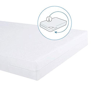 Bedecor Cotone Fodera coprimaterasso Impermeabile con Cerniera,Anti-allergia, Anti-acaro, Antibatterico (160x200+20cm)