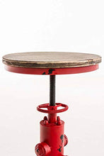 CLP Sgabello Lumos in Metallo E Legno I Forma A Idrante Design Industriale | Sgabello Robusto Altezza Regolabile 59-75CM I Sgabello Bar, Colore:Rosso