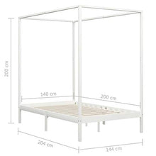 SKM Giroletto a Baldacchino Bianco Legno Massello di Pino 140x200cm