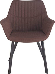 CLP Poltrona Soggiorno Design Lancy in Stoffa I Sedia Pranzo Imbottita con Braccioli E Telaio in Metallo I Sedia Rétr, Colore:Marrone