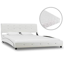 SKM Letto con Materasso Bianco in Similpelle 140x200 cm (47.15kg)