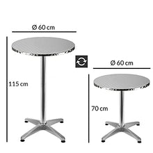 Tavolo alto pieghevole 2 in 1 in alluminio ed in acciaio regolabile in altezza 70 cm o 115 cm diametro 60 cm