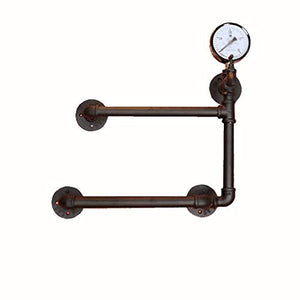 LOFAMI Porta Bottiglie da Vino Portabottiglie per Vino Wine Rack Industriale a Parete Rack Holder Iron Art Wine Bar Bicchiere di Vino con Acqua manometro Scaffale per Vino Porta Bottiglie e Vetro