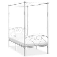 SKM Letto a Baldacchino Bianco in Metallo 100x200 cm (20.9kg)
