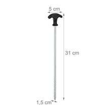 Relaxdays Pioli per Tende, Set da 12, Picchetti a Vite, Acciaio, Terreni Duri, Ancoraggio Padiglioni, 31 cm, Nero