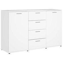 Lasamot Credenza Mobile Laterale Armadio da Cucina Costumista Mobilia Armadio Multiuso Mobiletto del Bagno Truciolare Bianco Lucido 120 × 35,5 × 75 cm