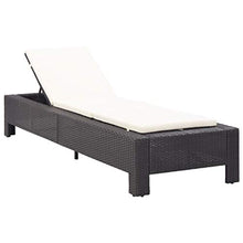 vidaXL Lettino Prendisole Regolabile Robusto con Cuscino Spesso Foderato con Zip Sdraio Chaise Longue Telaio in Acciaio Marrone in Polyrattan