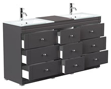Mobile bagno a terra Vitro Classic con lavabos in vetro nero satinato