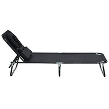miozzi Lettino Sdraio con Apertura per Viso Pieghevole in Tessuto Oxford Nero 190x56x28 cm
