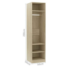Armadietto aperto per appendere e riporre vestiti, con 3 ripiani e 1 barra per camera da letto, finitura color rovere, 50 x 50 x 200 cm