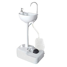 RIYIFER Lavandino Esterno Rimovibile Portatile con Portasciugamani, Lavabo da Viaggio Progettato con Serbatoio di Recupero da 5 Litri,Bianca,50x33x83cm