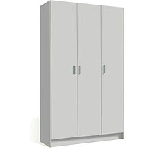 Piushopping Armadio Multiuso Salvaspazio 3 Ante, in Legno Bianco, Portascope, 5 Ripiani - 108x37x180h