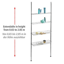 WENKO Scaffale telescopico Ellera - 2 aste di supporto allungabili, 2 ripiani, 2 cestelli, cromo, Acciaio, 71 x 65-285 x 20 cm, Cromo