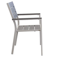 Milani Home s.r.l.s. Set Tavolo Giardino Quadrato Fisso con Piano in Polywood 70 X 70 con 2 Poltrone in Alluminio Tortora da Esterno