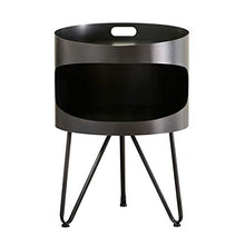 Bedside Tables Tavolino da caffè Rotondo Piccolo Comodino in Metallo Doppio Strato Soggiorno Camera da Letto Espositore per La Casa Mobili Semplici, 40X58CM(Color:Grigio Scuro)