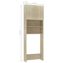 Festnight Mobile per Lavatrice Rovere, Mobiletto per Bagno in Truciolato Sonoma 64x25,5x190 cm