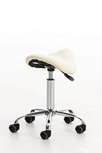 CLP Sgabello Lavoro Reno In Similpelle I Sgabello Pc A Sella Imbottito Regolabile 53-68 CM E Girevole Base In Metallo, Colore:crema