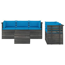 FAMIROSA Set Divani da Giardino su Pallet 6 pz con Cuscini Massello Pino-1891