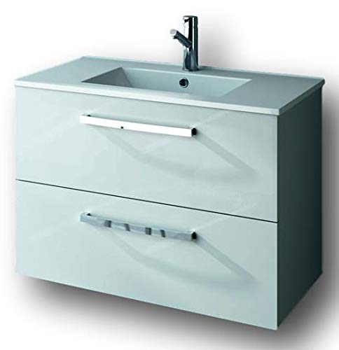 cygnus bath Legno, bagno Sospeso Nevada Colore Bianco (Solo Mobile), specchio E Applique non inclusi. Misure necessarie per lavabo 80 cm larghezza E 45 cm profondità