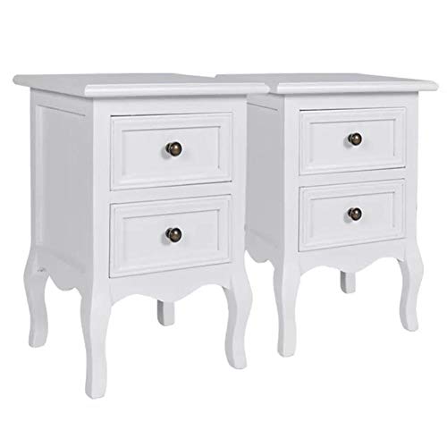Wakects - Tavolino da comodino con 2 cassetti, in MDF, stile elegante e robusto, per camera da letto, 34,5 x 30 x 49 cm, 2 pezzi