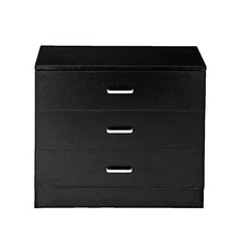 GUHUIHE Comodino, comodini con cassetto, Legno Semplice Comodo a 3 cassetti a 3 cassetti Tavolo Notturno Nero, Comodino (66 x 33 x 56) cm