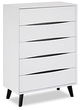 Ibbe Design Cassetti Armadietto Cassettiera Bianco Nero Credenza con 5 Cassetti di Stile Moderno Scandinavo Lyon per Soggiorno Camera da Letto Corridoio, Gambe in Legno Masselo Nero