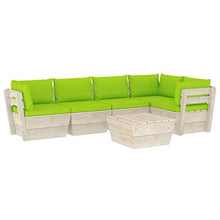 SKM Set Divani da Giardino su Pallet 6 pz con Cuscini Legno Abete (118.9kg) Verde-3575