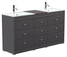 Mobile bagno a terra Vitro Classic con lavabos in vetro nero satinato