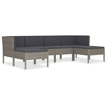 SKM Set Divani da Giardino 6 pz con Cuscini in Polyrattan Grigio (40kg) Grigio-6964