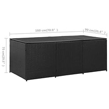 VidaXL - Scatola portaoggetti da giardino in resina intrecciata, 180 x 90 x 75 cm, colore: Nero