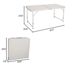 FGWE - Tavolo pieghevole multiuso portatile, 120 x 60 x 70 cm, colore: Bianco, Beige