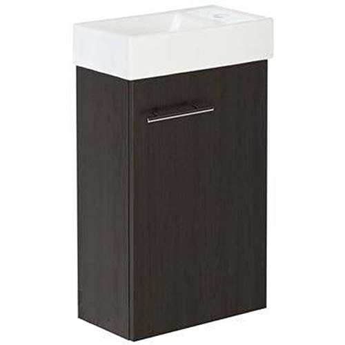 Kim Wenge Set lavandino, mobiletto da bagno in colore wengè, piccolo bagno per gli ospiti, composto da lavandino, mobile da bagno sottile per ospiti, WC piccolo