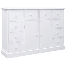 SKM Credenza con 10 Cassetti Bianca 113x30x79 cm in Legno (24.5kg)