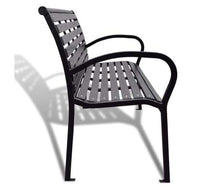 Dioche Panchina da giardino a 3 posti con schienale, 125 cm, in metallo, per esterni e terrazze, colore: nero
