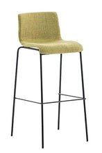CLP Sgabello Bar Hoover in Stoffa I Sgabello Alto Design 4 Gambe in Metallo I Sedia Sgabello Impilabile con Schienale, Colore:Verde Chiaro, Colore del Telaio:Nero