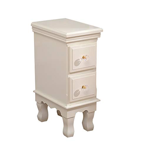 Comodino HAIZHEN Mobili da Camera da Letto Stretto in Legno massello Nordico Mobili 2 cassetti/Tovaglietta/Larghezza-20CM