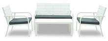Set Salotto da Giardino Divano 2 Poltrone e Tavolino in Acciaio Rigel Bianco