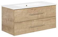 Fackelmann lavabo sotto armadio appeso 100 cm Rovere Chiaro con ceramica bacino Serie B. perfetto