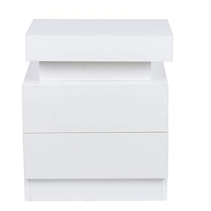 Moolo Comodino Coloful LED Light Bedsideside-Sweat Seak Ampia capacità Armadio di Stoccaggio con 2 Cassetti per Camera da Letto 220V