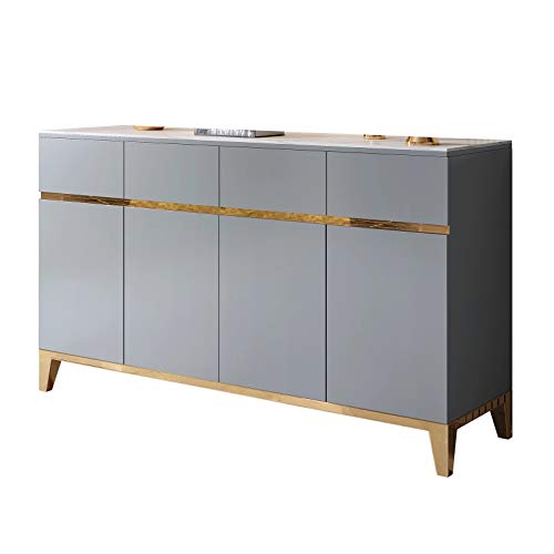 XuZeLii Credenza Armadio da tè di Lusso, Vernice Semplice, Moderno Mobile da tè di stoccaggio, Soggiorno Cabinet per la casa a Muro Adatto per Ingresso Bagno (Colore : Grigio, Size : 1.5x0.4x0.9m)