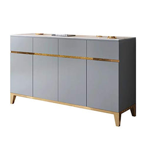 XuZeLii Credenza Armadio da tè di Lusso, Vernice Semplice, Moderno Mobile da tè di stoccaggio, Soggiorno Cabinet per la casa a Muro Adatto per Ingresso Bagno (Colore : Grigio, Size : 1.5x0.4x0.9m)