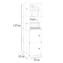 Locker 4-Gitter Armadio Organizzatore di Plastica Scaffali 4 Porte Abbigliamento Robusta Home Camera Blu 37X37X147CM MUMUJIN