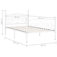 BIGTO - Struttura letto in metallo, per camera da letto, stile bianco, 90 x 200 cm