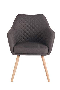 Poltroncina Design Scandinavo Gent in Tessuto I Sedia Attesa Imbottita con Braccioli I Poltrona Deco Salotto rétro Moderna, Colore:Grigio Scuro, Colore della Cornice:Natura