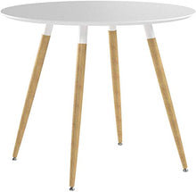 Relaxdays 10020557-49 Tavolo da Pranzo Rotondo, Legno, Bianco, 90x90x74 cm