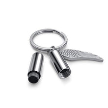 Zysta Portachiavi Portapillole Impermeabile in Acciaio Inox Mini Contenitore per Pillole Medicine per Viaggio Ciondolo Cspsula Ala-Argento