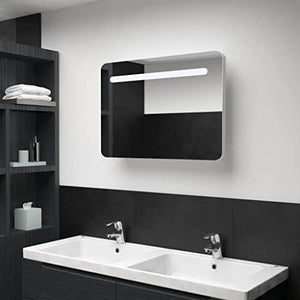 vidaXL Armadietto Bagno con Specchio e Luci LED con Ante e Ripiani Interni Elegante Moderno Funzionale Mobiletto Pensile 80x9,5x55 cm MDF e Melamina